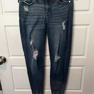 Judy Blue Dark Wash Distressed Skinny Jeans